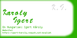 karoly igert business card